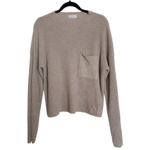 Be Cool Ribbed Knit Slouchy Pocket Sweater Large